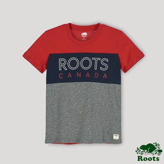 【Roots】 女裝- 愛最大加拿大日系列 色塊拼接短袖T恤