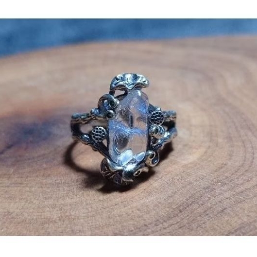 精品 天然 復古銀鑲嵌 活圍 原礦雙尖 藍線石戒指 藍絨晶戒指 #2