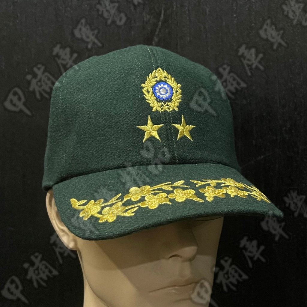 《甲補庫》中華民國陸軍中將將官茶綠色毛料便帽/二星將軍帽/將花帽簷將官小帽