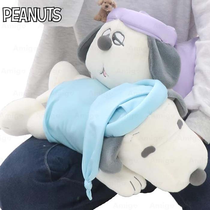 日本 PEANUTS 涼感睡衣趴姿造型抱枕 接觸涼感 史努比 Snoopy 歐拉夫 Olaf  奧拉夫 抱枕  阿米購