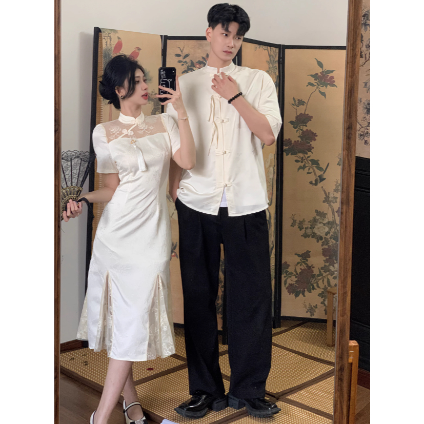 新中式 | 見家長求婚指定 | 純白新嫁娘 | 國風改良旗袍短袖小洋裝 | 小禮服 | 連身洋裝 | 中國風旗袍