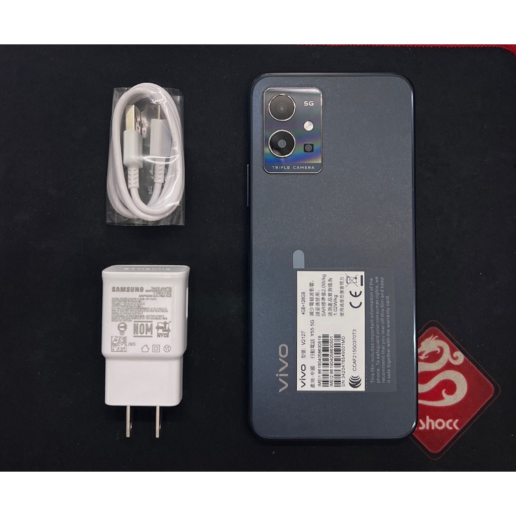 二手精品 Vivo Y55 黑色 5G大螢幕手機 4/128G 9.8成新 台灣公司貨 加贈保護貼空壓殼及正廠充電組