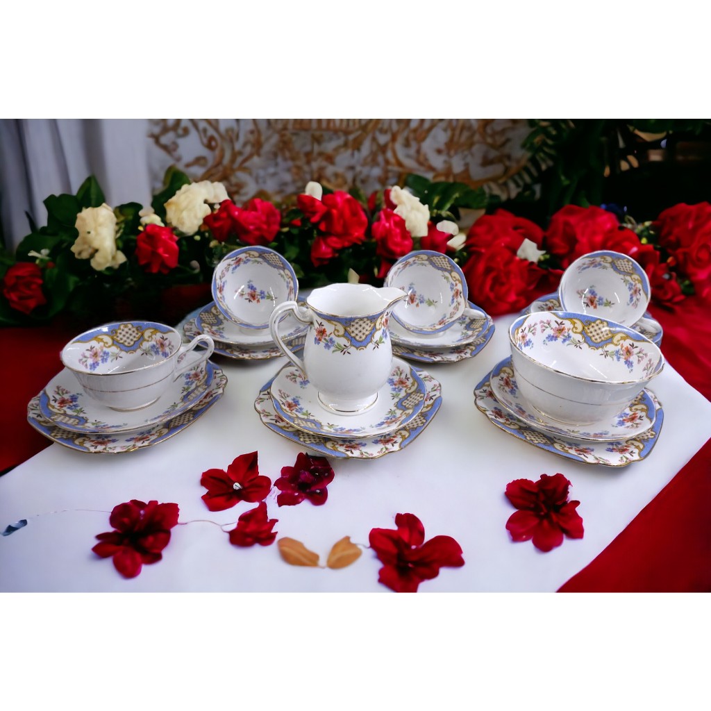【Sunshine Antiques】Standard - Blue Palace 英國骨瓷下午茶杯糖碗牛奶壺 F.10