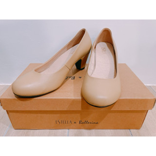ESTELLA & Ballerina 臺灣手工製 全真皮復古舒適粗跟鞋 內斂可可 37