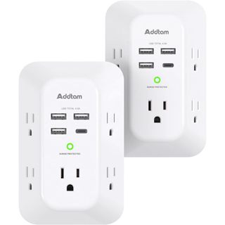【隔日配】全新 美國 Addtam USB-C 壁式充電器 夜燈 3A 5插座 4USB 電湧保護 延長線