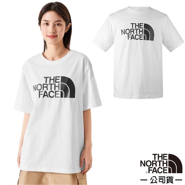【The North Face】中性/男款/女款 吸濕透氣純棉圓領短袖T恤 休閒衫 運動上衣_雪峰白_86PS