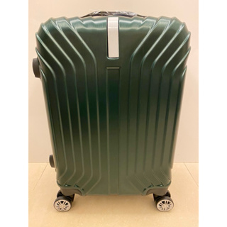 20吋 ABS海關鎖 墨綠色髮絲紋行李箱 附掛鉤