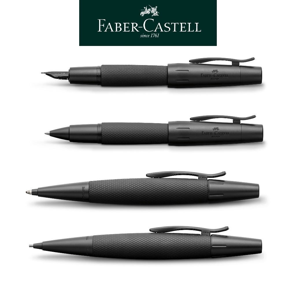 【Faber-Castell】E-MOTION黑金剛/銀格紋 鋼筆/鋼珠筆/旋轉原子筆/旋轉鉛筆 送禮首選 台灣輝柏