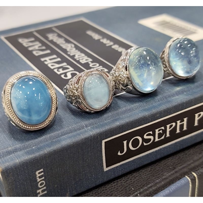 超大顆🇬🇧 英國買的古董純銀復古天然海藍寶寶石戒指男女通用指環古物