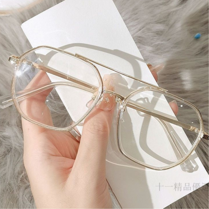 【十一】多變形眼鏡 多邊形修飾雙樑眼鏡你50-600度 近視眼鏡 抗藍光 平光鏡 複古韓版