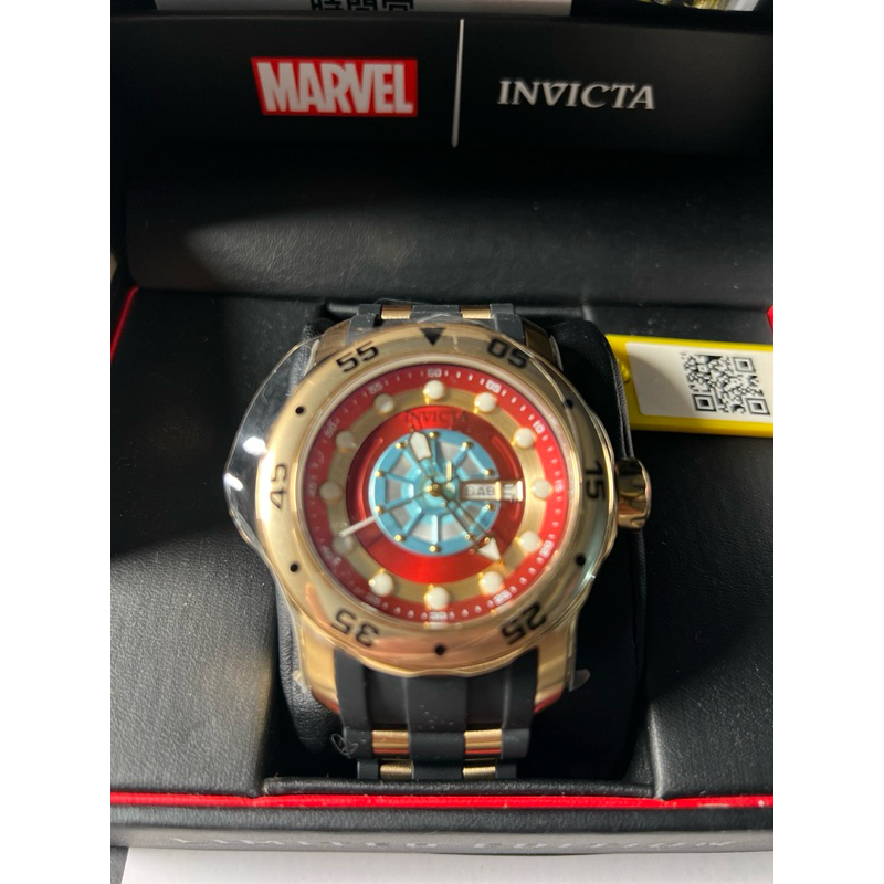 NVICTA限量Marvel漫威鋼鐵人英威塔男錶米金色/黑色矽膠/不銹鋼錶錶帶配不銹鋼錶，全新未拆包膜
