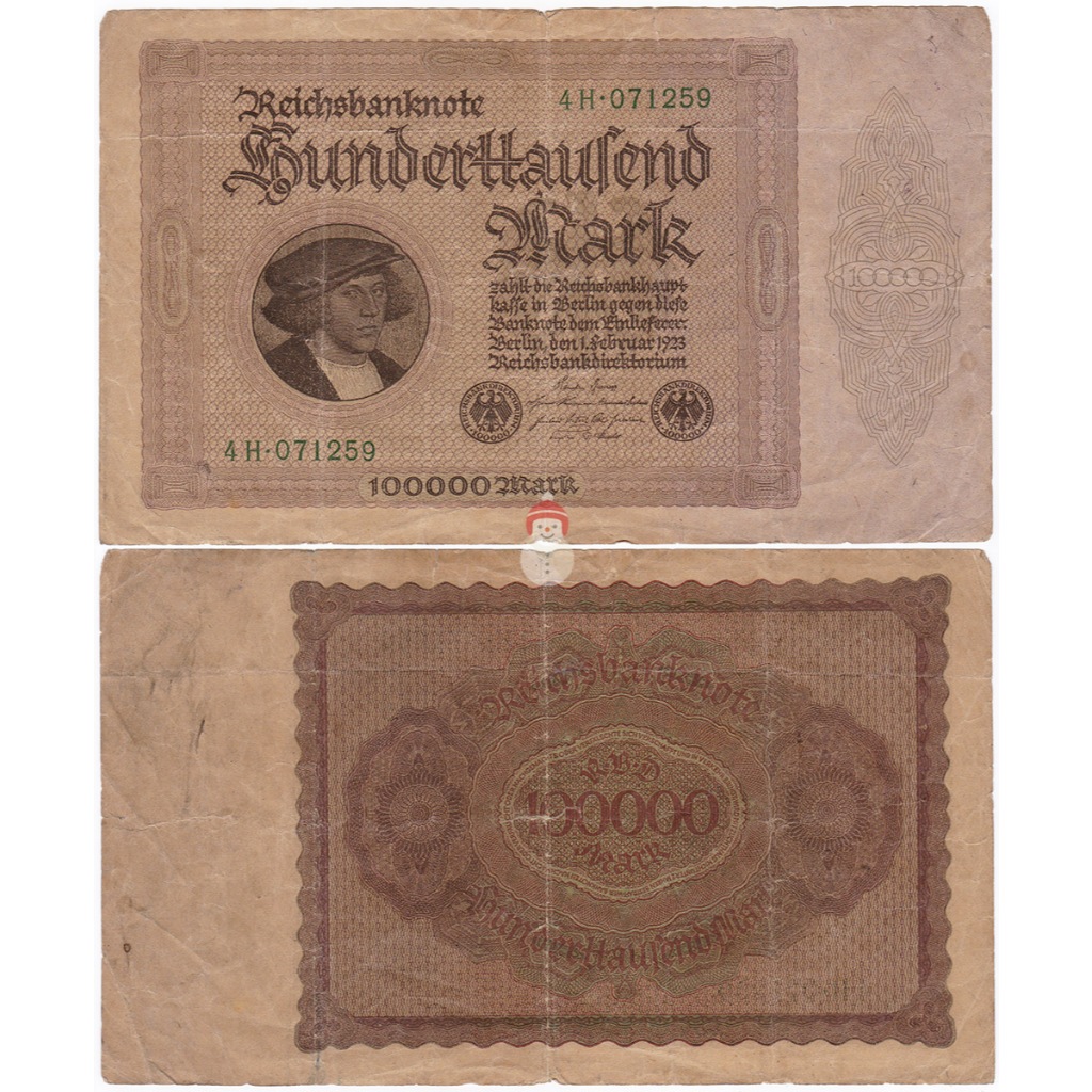 【父親收藏】早期外國紙鈔 1923德國10萬馬克(舊馬克) 1943日本軍票10披索 1953緬甸5緬元(孔雀浮水印)