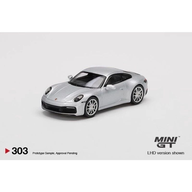 Mini GT 303 保時捷Porsche 911 Carrera 4S炫銀色 左駕版 附膠盒