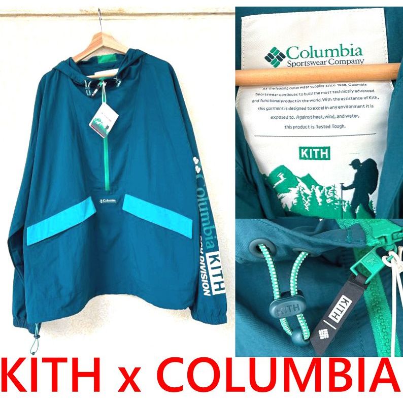 BLACK全新KITH x COLUMBIA哥倫比亞Bagwell Nylon Utility Bucket套頭風衣外套
