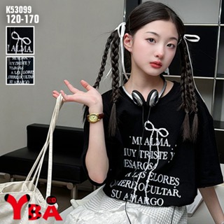 【YBA童裝】甜酷感韓版字母圖案立體蝴蝶結短袖上衣05/14 (黑)【K53099】[預購]
