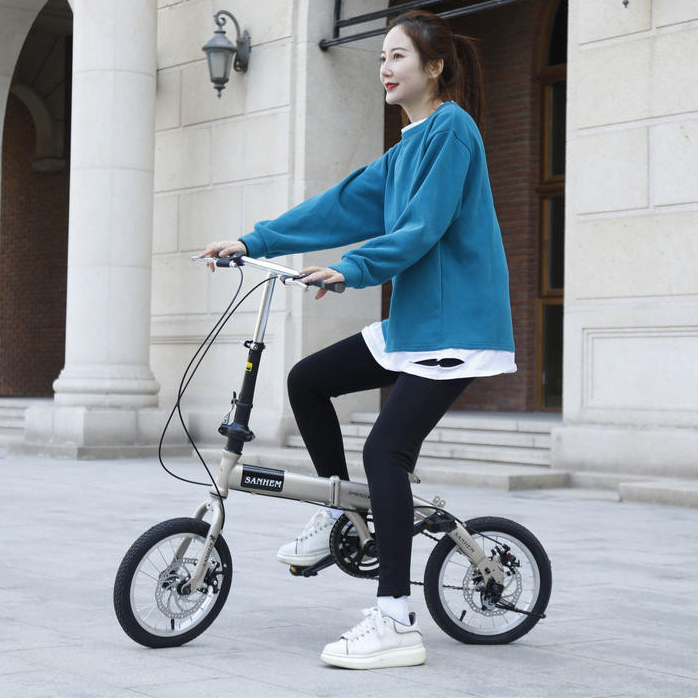 三河馬14寸16寸折疊超輕便攜成人兒童學生男女小輪變速碟刹自行車