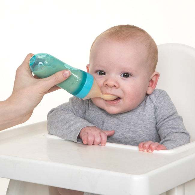 美國版 (全新) NUBY 矽膠餵食器 寶寶外出餐具 外出湯匙 擠壓 90ML 四個月以上 副食品湯匙 寶寶