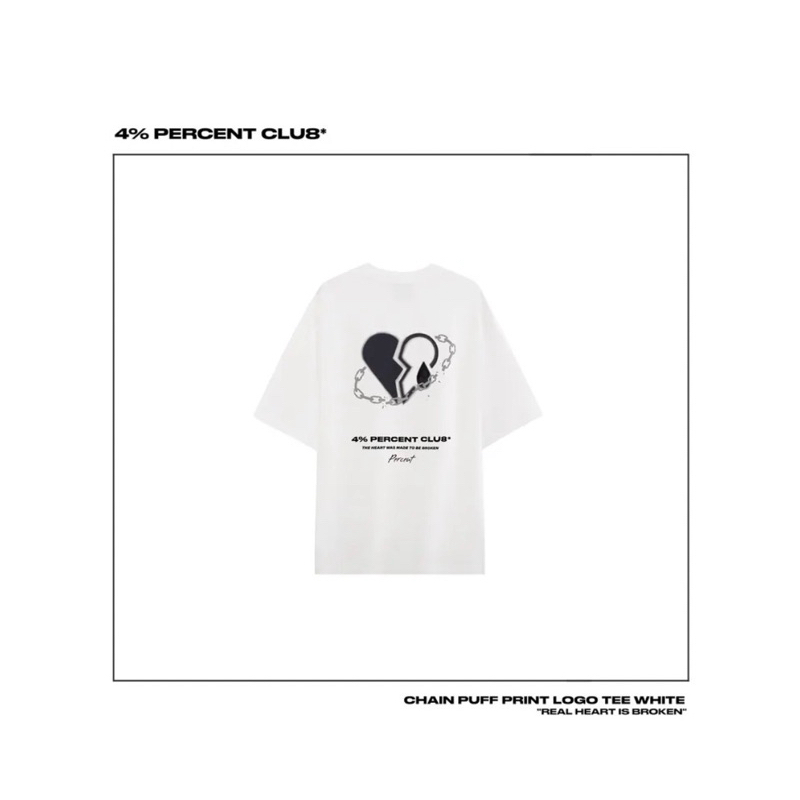 4 Percent club鎖鏈款白色棉質短袖T恤   M號全新