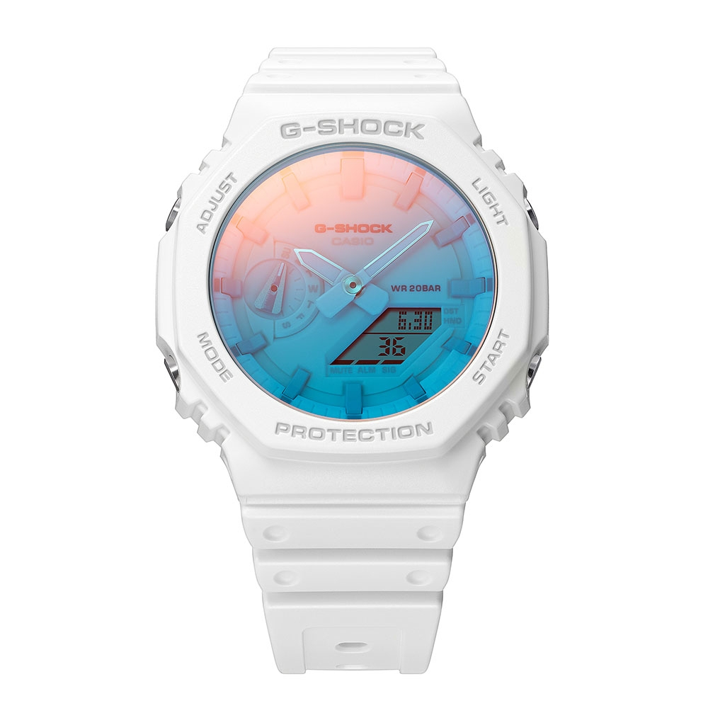 CASIO 卡西歐 G-SHOCK 閃亮色彩 白沙海灘 雙顯錶(GA-2100TL-7A)
