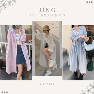 連帽/有領多色現貨秒出售完不再💙【JinG】韓國長版襯衫♥️防曬外套 立領襯衫 長洋裝 防曬衣 長版外套 過膝外套 罩衫