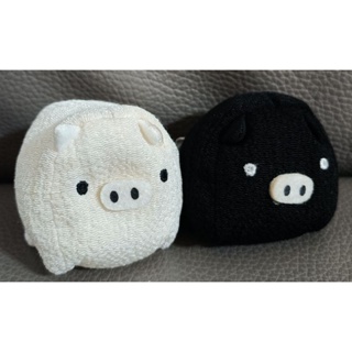 * 絕版 日本 Monokuro Boo 黑白豬 黑豬 + 瑕疵 白豬 2007 造型 沙包 玩偶 娃娃
