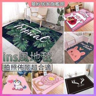 ins風地毯 床邊毯 地毯地墊 少女心粉色地墊 臥室滿鋪可愛潮牌地毯 拍照佈景地毯 客廳地毯 大地毯 茶几地毯 沙發地墊