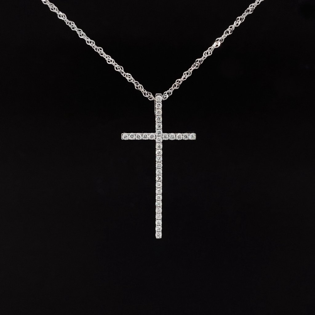 鉑金PT950天然鑽石十字架造型墜子(含鍊) 基隆克拉多