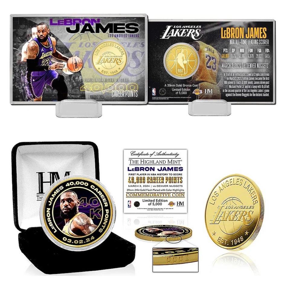 【球衣藏家】Fanatics Lebron James LBJ 40K 破紀錄 紀念金幣 限量編號 收藏 周邊
