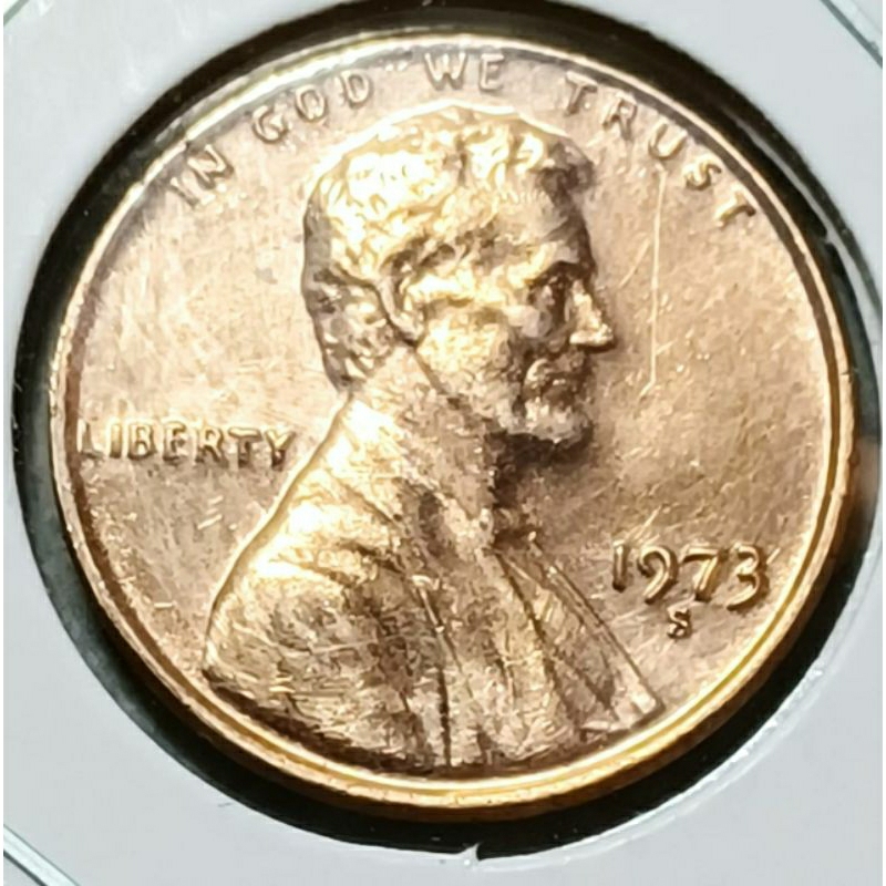 美國 1973年林肯1美分硬幣 背紀念館 S版精制幣（較少)   圖像字口清淅
