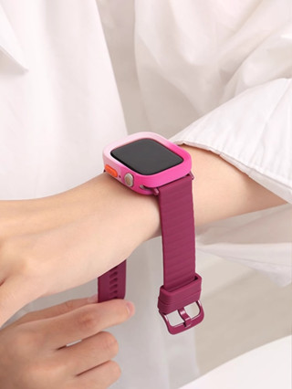 《臺灣出貨》適用 APPLE WATCH 矽膠波紋錶帶 錶帶套裝 立體漸變錶殼 錶帶+錶殼 S8 S7 S9 女士錶帶