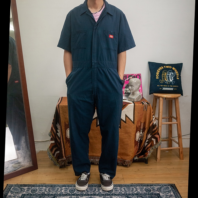 DICKIES 水洗藍 連身工作服 工作褲 二手 古著 少一個拉鍊頭