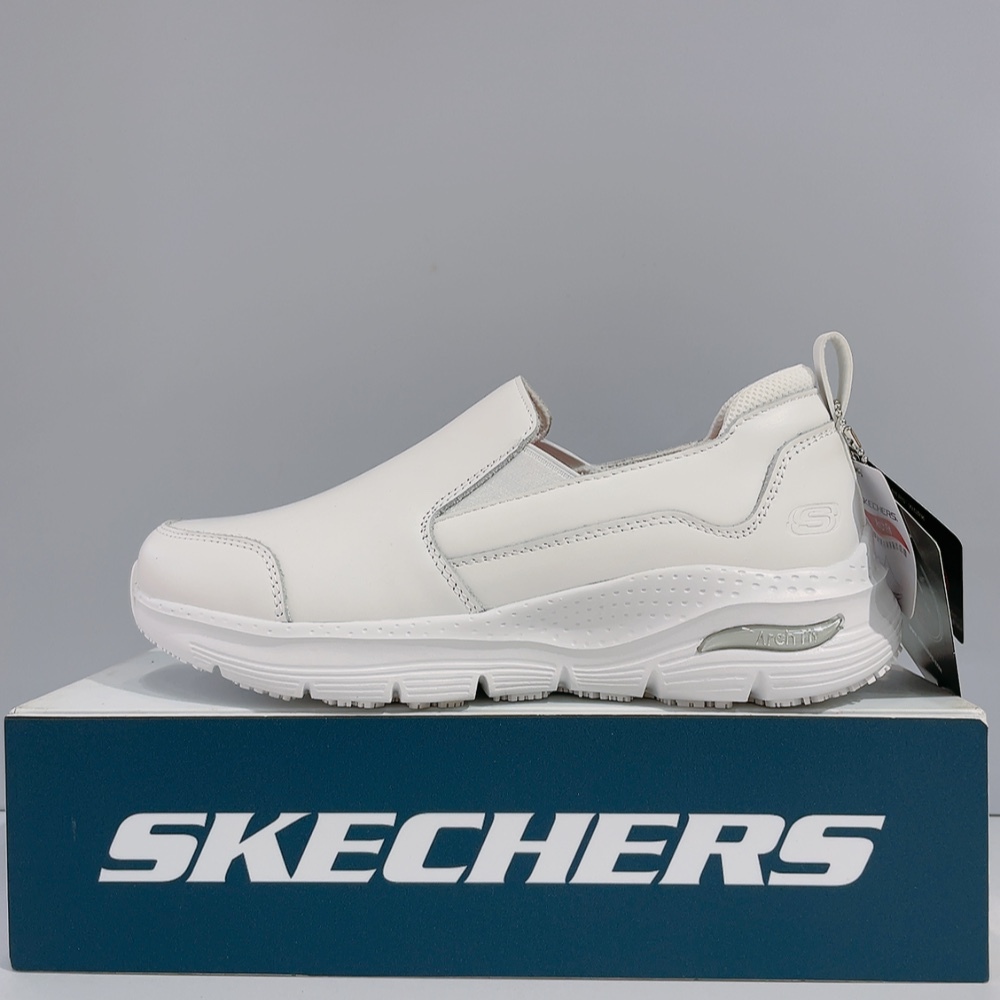 SKECHERS  ARCH FIT SR 女生 白色 皮革 防油 防滑 足弓支撐 工作鞋 護士鞋 108190WHT