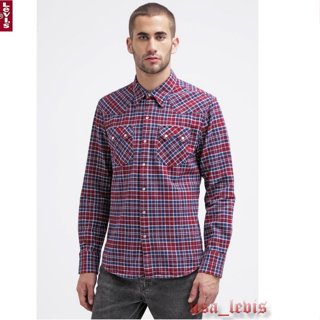 【加厚法蘭絨保暖S號現貨】美國Levi s Sawtooth Western Shirt 藍紅白格紋珍珠釦西部長袖襯衫