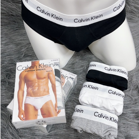 (PSM街頭潮流選)現貨CALVIN KLEIN 正品公司貨 經典白色腰織帶純棉男 三角 內褲三入組