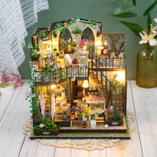 【臺灣現貨|達西花房】弘達DIY小屋 手工拼裝小房子 雙層Loft小屋子 娃娃屋 迷你別墅花園花房袖珍建築 花園房子花房