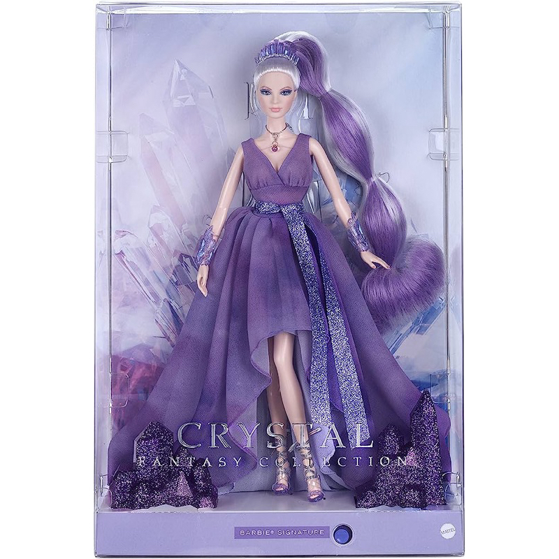 Barbie 芭比水晶幻想系列紫水晶娃娃 (不挑盒況)紫水晶石項鍊 收藏家 禮物