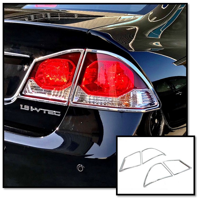 圓夢工廠 Honda 本田 Civic 喜美 2006~2012 8代 K12 改裝 鍍鉻銀 車燈框飾貼 後燈框 尾燈框