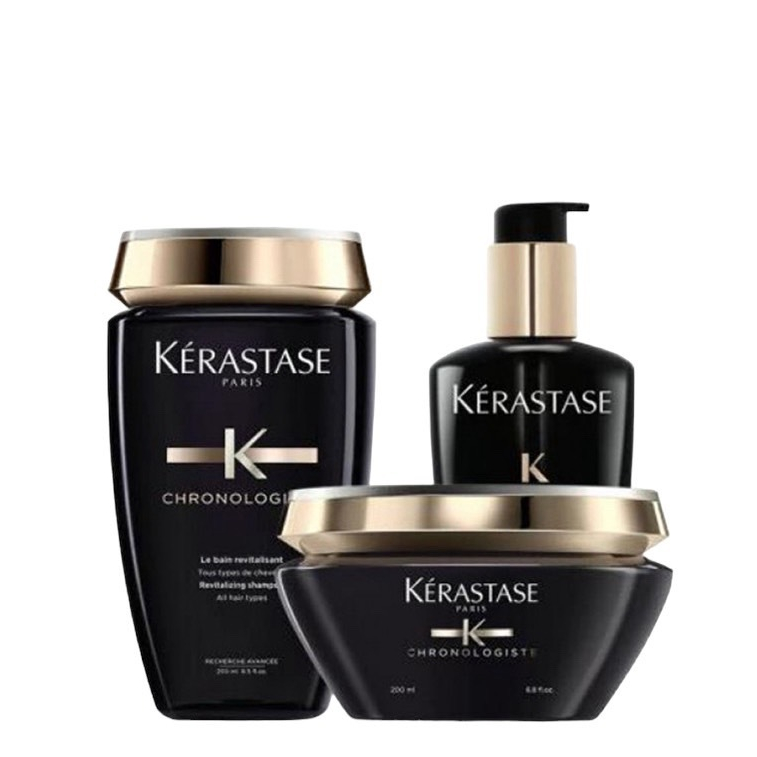 KERASTASE卡詩三件禮盒套組(黑鑽髮膜75ml+黑鑽髮油50ml+黑鑽洗髮水80ML)