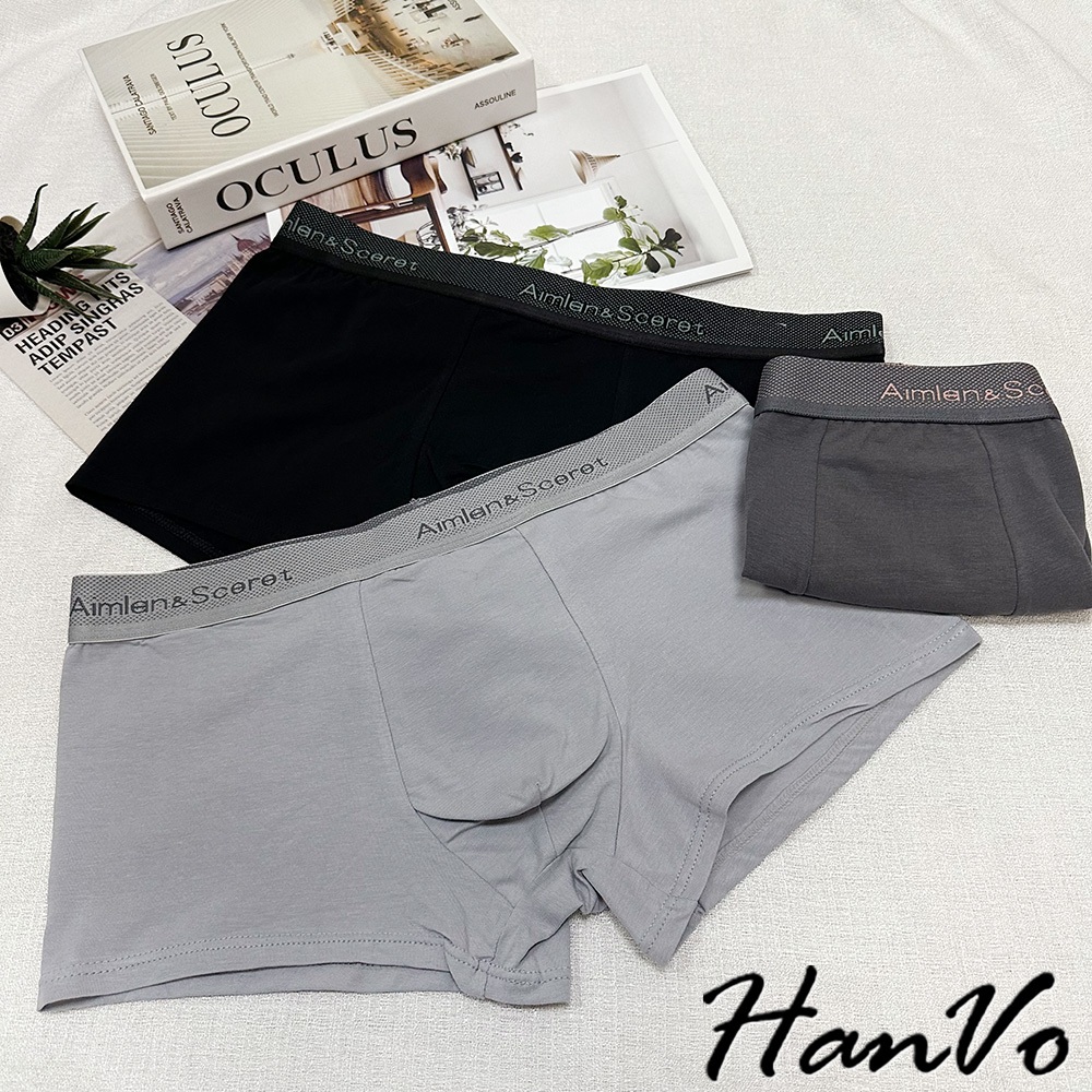 【HanVo】潮流英文字腰帶純棉內褲 獨立包裝 透氣吸濕排汗中腰內褲 流行男款內褲 內著 B5053