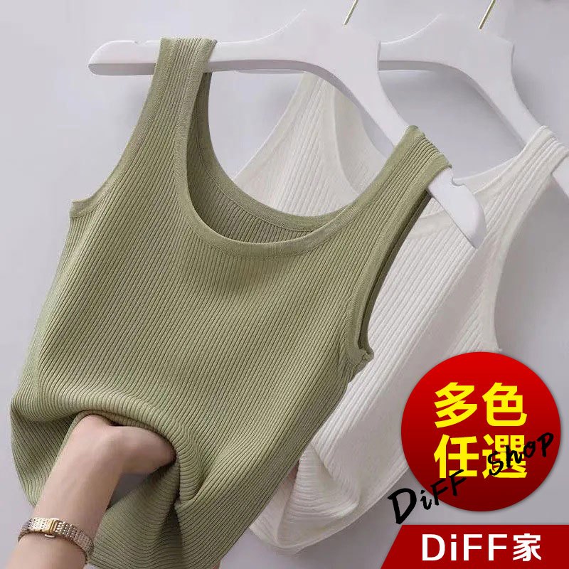 【DIFF】韓版薄款冰絲短版針織背心 上衣 小可愛 女裝 衣服 短版上衣 短板上衣 針織上衣【V322】