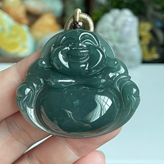 天然a貨翡翠瓜料老藍水彌勒大佛公掛件B268