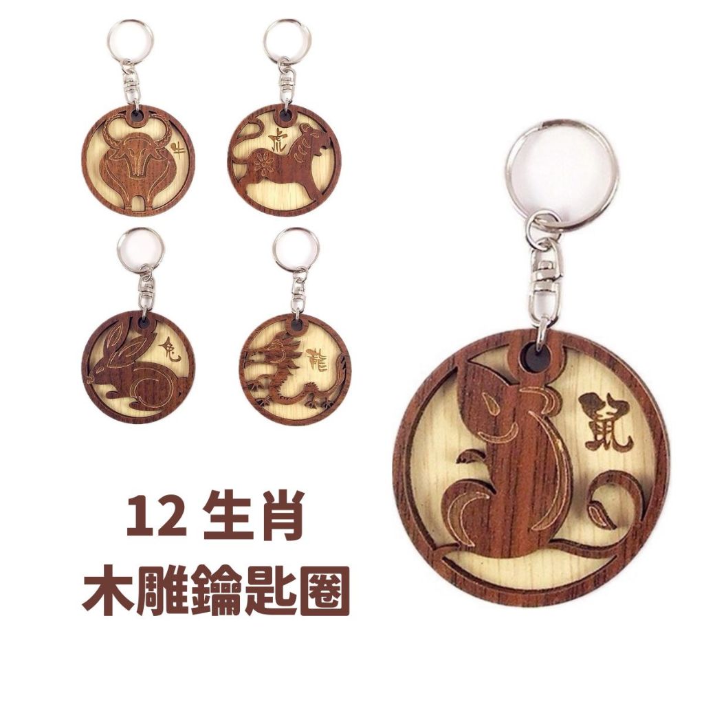 【免費刻字】12生肖木雕鑰匙圈 紫檀色 現貨 免費刻字 蝦皮店到店 生日禮物 男友 生日禮物 女友 聖誕節禮品 情人節