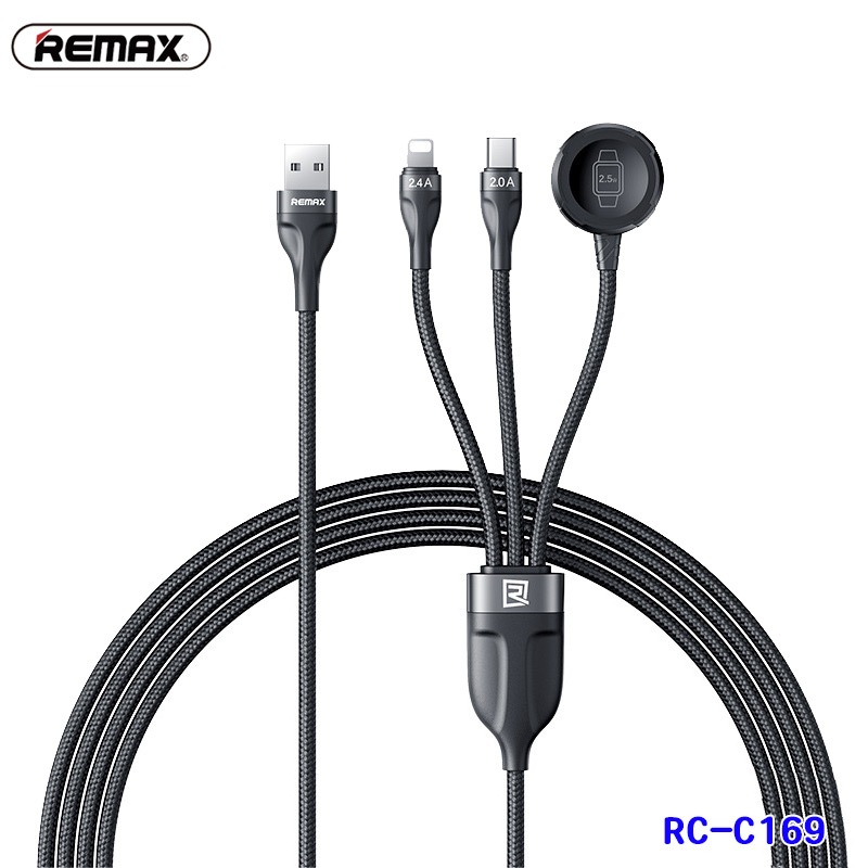 【現貨直出】Remax RC-C169 沃馳2.4A多功能三合一快充充電線 USB to iPh+TPC+Watch