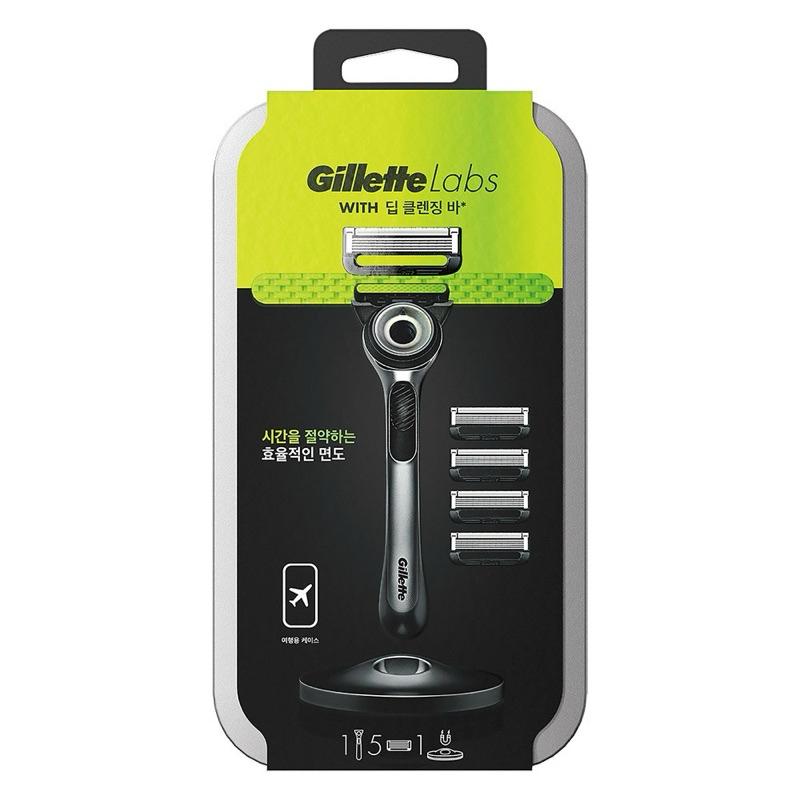 Gillette 吉列 Labs 極光系列刮鬍刀 旅行盒組 - 1刀架、1底座、1旅行盒、5刀頭 加贈刮鬍泡