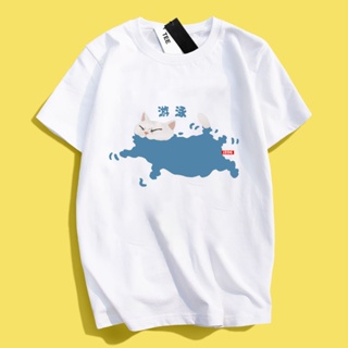 JZ TEE 白貓-游泳 印花衣服短袖T恤S~2XL 男女通用版型