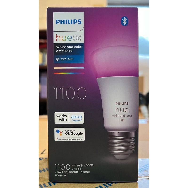 （免運費，）飛利浦 PHILIPS Hue 智慧照明 PH01N 全彩情境 1100流明 藍芽版