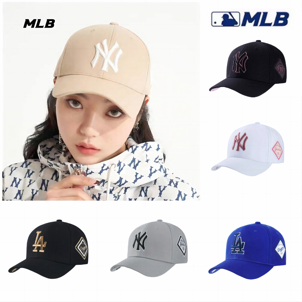 日韓熱賣🐾 mlb Cp77 ny-la 帽子 棒球帽 鴨舌帽 硬頂 男女款 可調節 紐約洋基隊 情侶 帽子 老帽