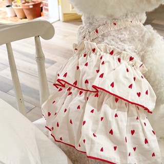 咪將店小二❤臺灣賣家 寵物衣服 公主風小愛心滿版交叉吊帶蛋糕裙寵物服飾 春夏款 狗狗衣服 貓咪衣服 寵物夏天瑪爾濟斯衣服