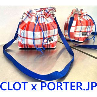 BLACK全新CLOT x PORTER.JAPAN攤販格紋MINI BAG迷你兩用水桶包