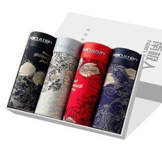【OniWear】南極人純棉撞色拼接石墨烯內褲 盒裝 抗菌內褲 平口褲 內褲男 純棉內褲 四角褲 男生內褲 無痕內褲